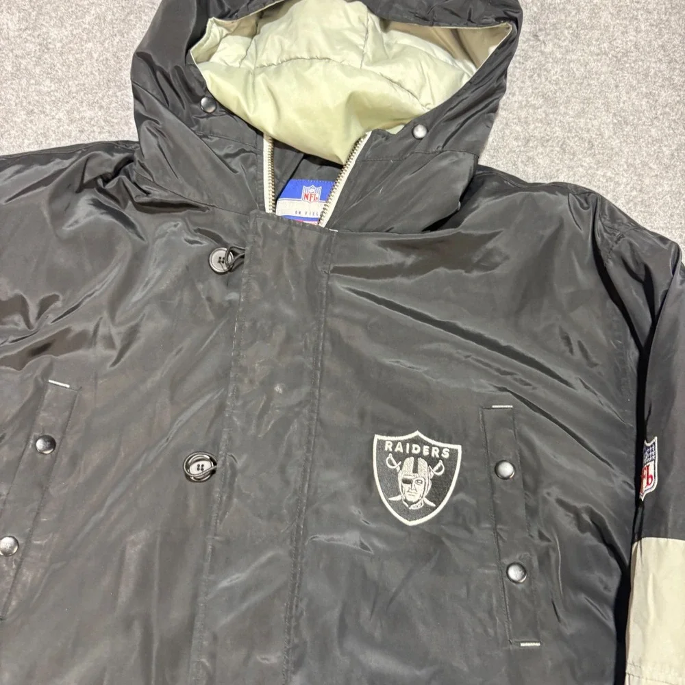 Reebok NFL Oakland Raiders Parka Jacket Mens 2XL Black Heavy Sideline Coat